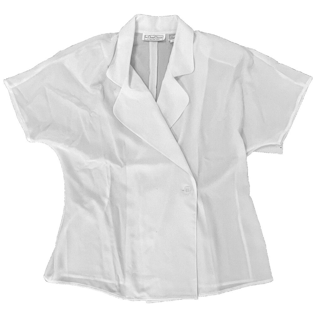 La Chine by Galinda Wang 12 white Minimalist 80s Power Blouse vintage 80s